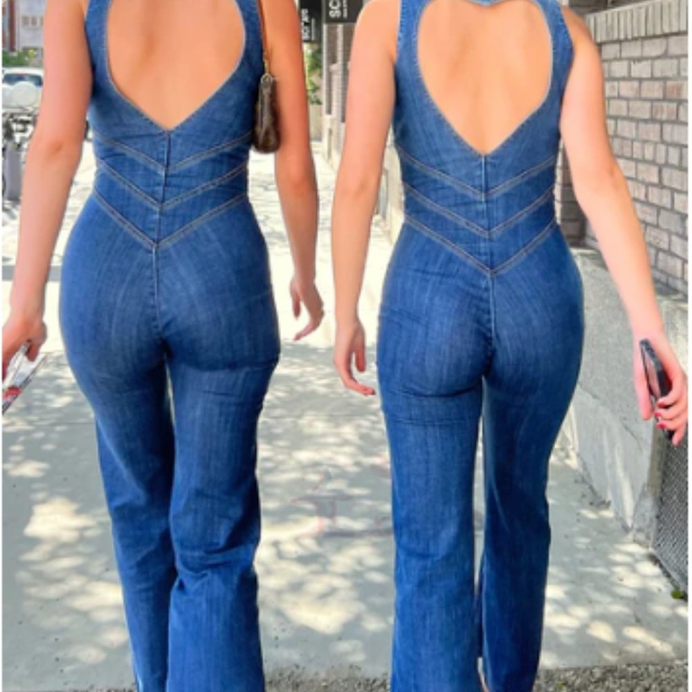 Heart back Denim Jumpsuit